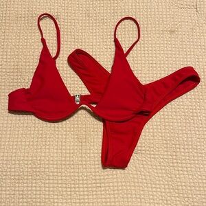 SHEIN red underwire bikini small set